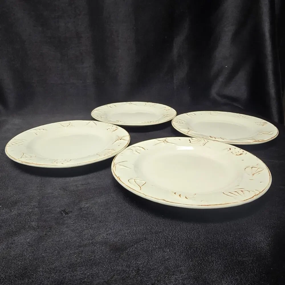 Thomson Hampton Seashell Starfish Embossed 3D Pattern Dinner & Dessert Plate Set